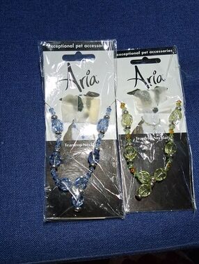 Aria Beaded Teardrop Pet Necklaces in Blue and Light Green